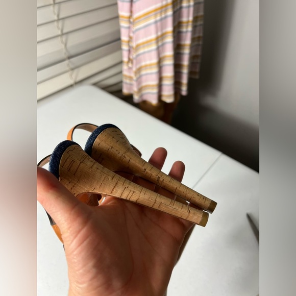 COACH DANI High Heels, Platform Open-Toe, Denim & Leather 9B - Picture 15 of 15